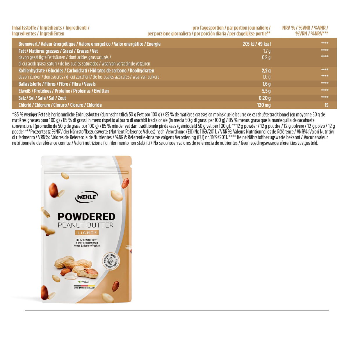 Erdnussbutter light Pulver 1 kg / 1000 g - Powdered Peanut Butter 85% weniger Fe Bild 6