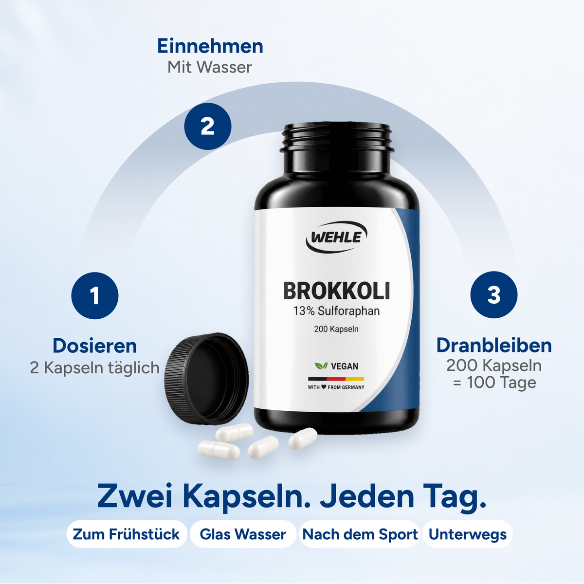 Brokkoli Kapseln - 200x Sulforaphan Hochdosiert -