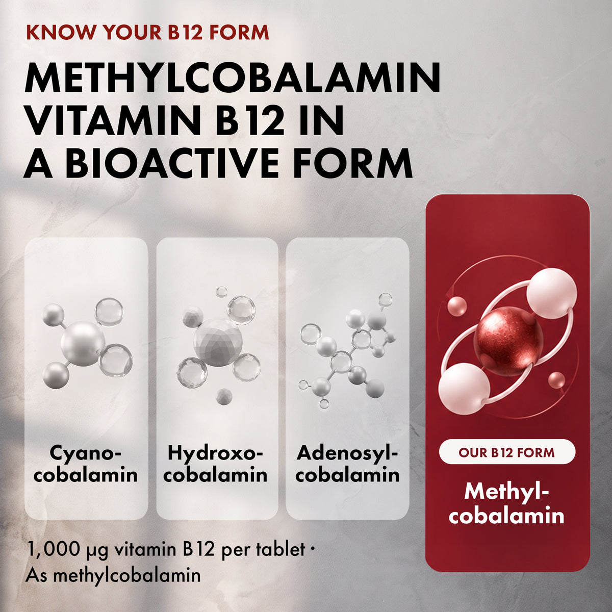 Vitamin B12 Tablets High Strength 1000mcg Methylcobalamin Supplement - 450 Vegan Tablets, 15 Months Supply, B12 Supplement