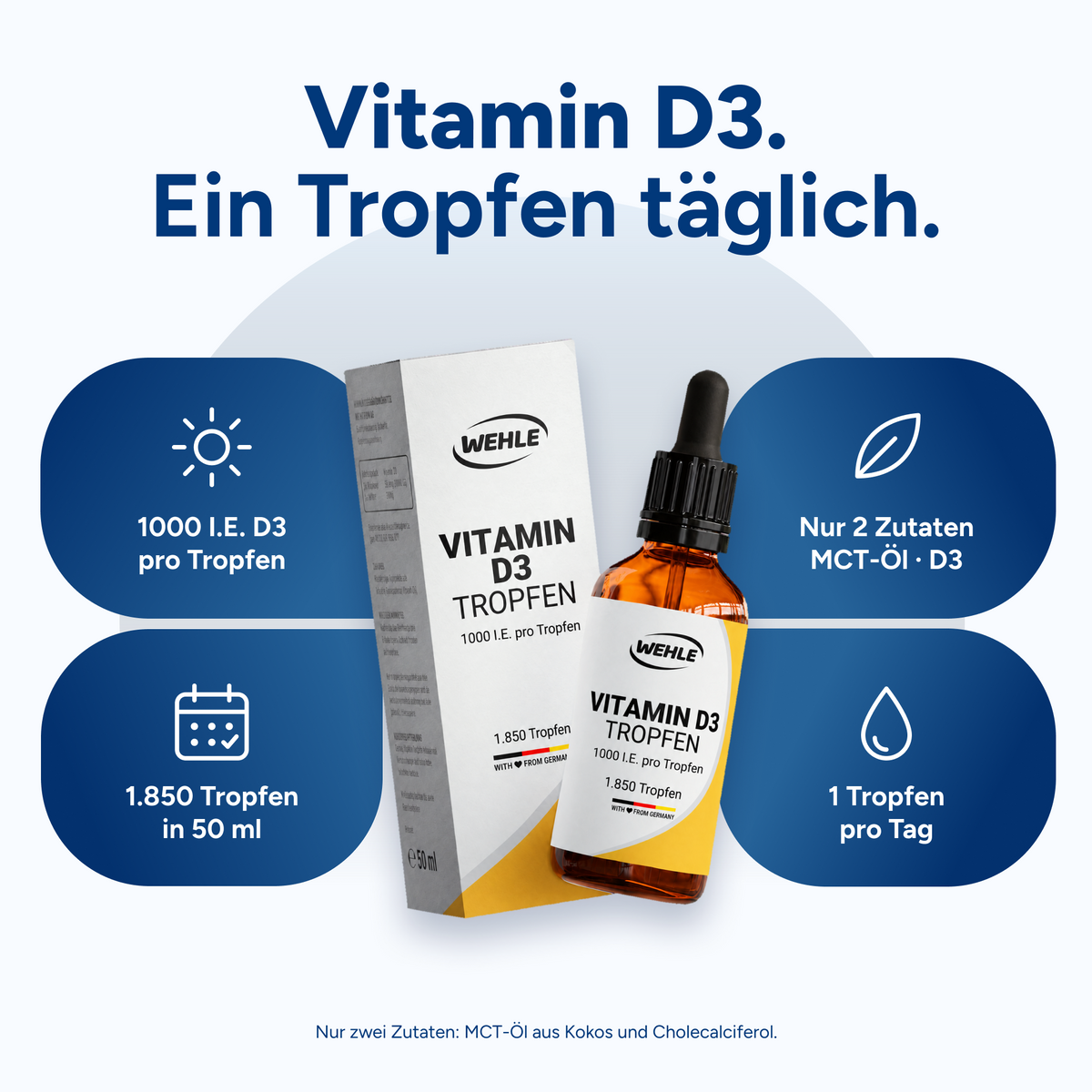Vitamin D3 Tropfen 1000 I.E. pro Tropfen - 1850 Tropfen (50ml)