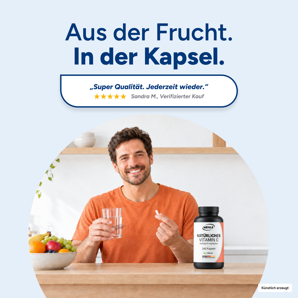 Natürliches Vitamin C Acerola Extrakt Hagebutten Extrakt - 240 Kapseln