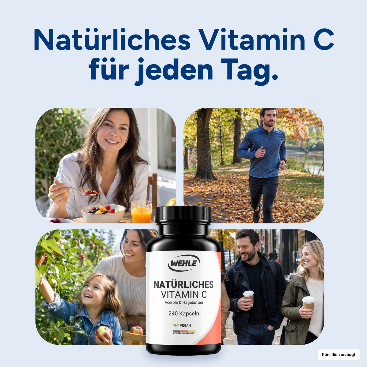 Natürliches Vitamin C Acerola Extrakt Hagebutten Extrakt - 240 Kapseln