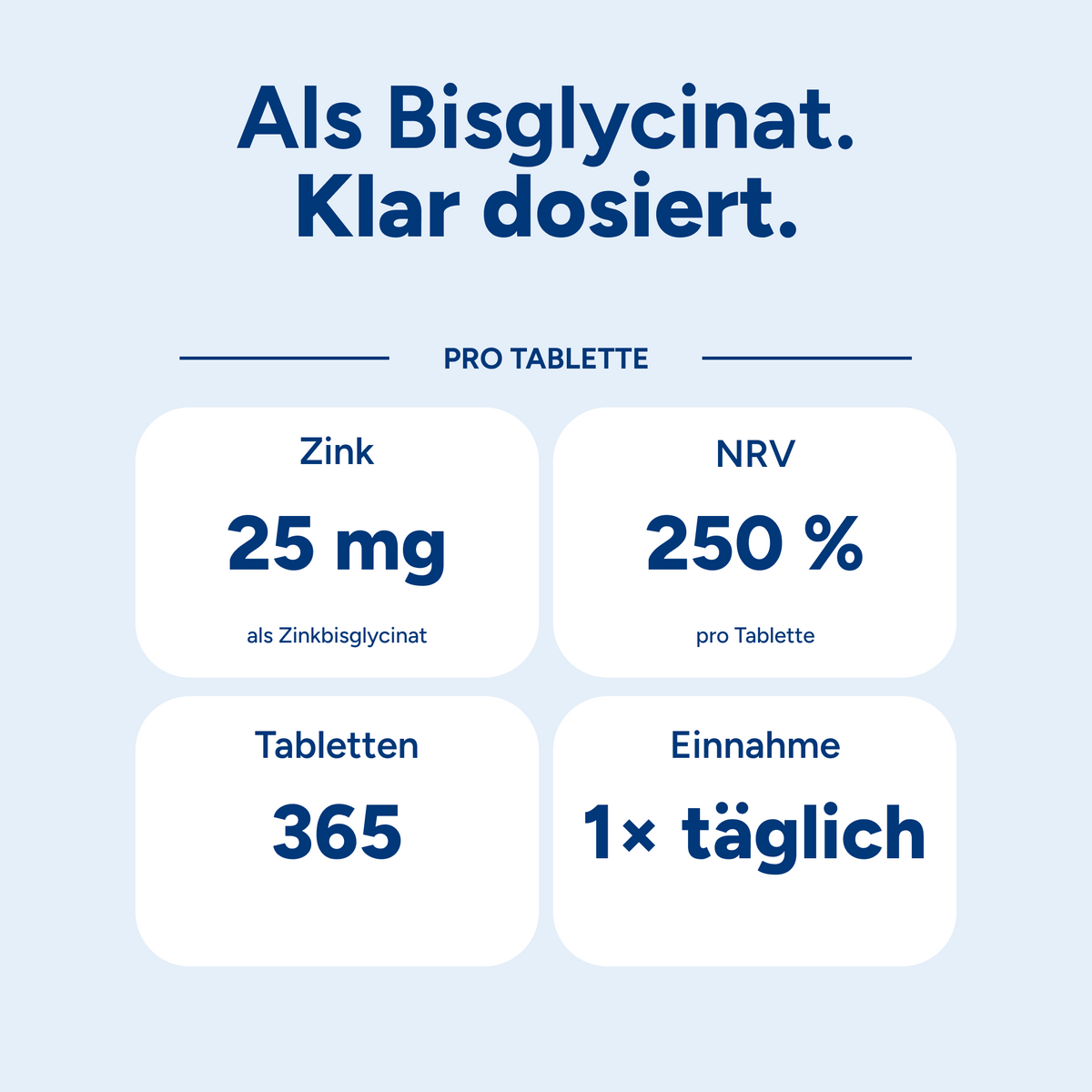 Zink Tabletten Zink-Bisglycinat (Zink Chelat) - 365 Stück