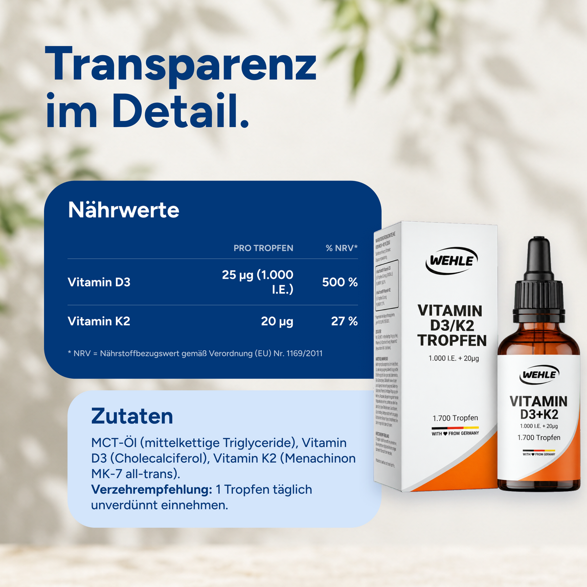 Vitamin D3 K2 Tropfen - 1700 Tropfen 50ml