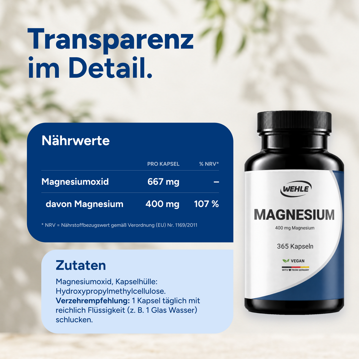 Magnesium 400mg - 365 Kapseln