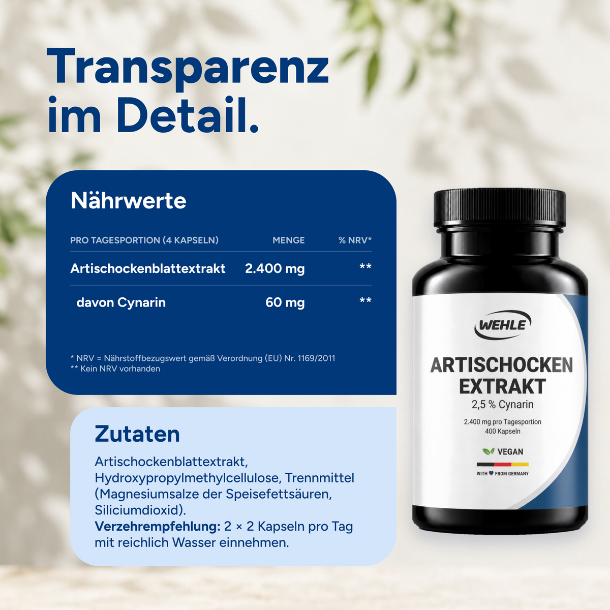 Artischockenextrakt Hochdosiert - 400 Kapseln