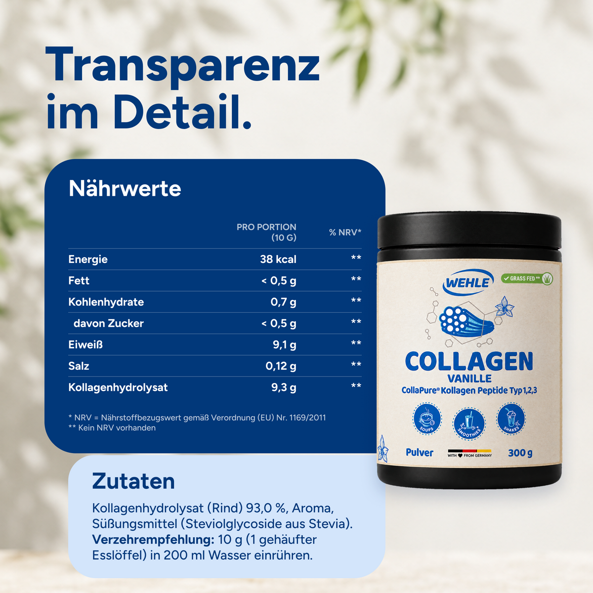Collagen Pulver Vanille, 300 g, CollaPure