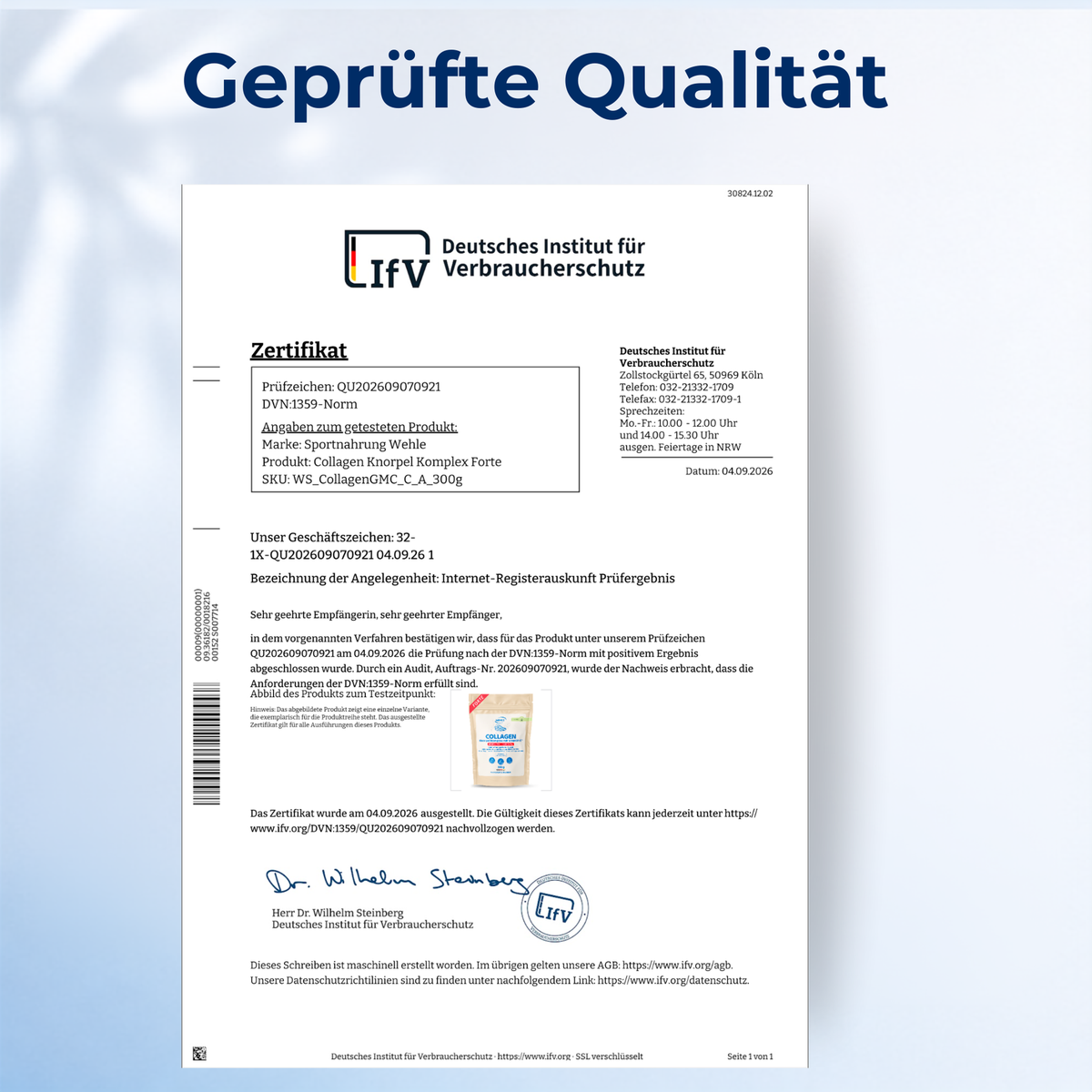 Geprüfte Qualität — Zertifikat des Deutschen Instituts für Verbraucherschutz.